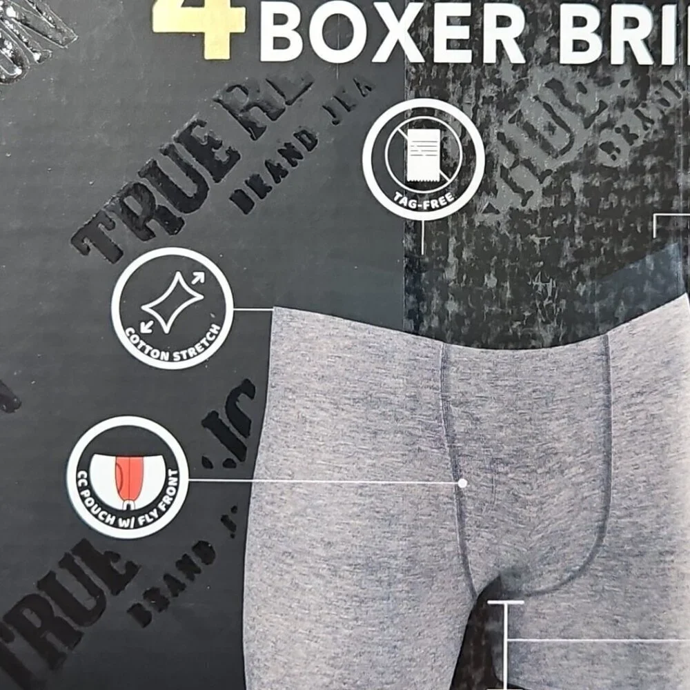 True Religion 4 Pack Boxer Briefs L (36-38) Cotton Stretch Stretch Old Money NEW